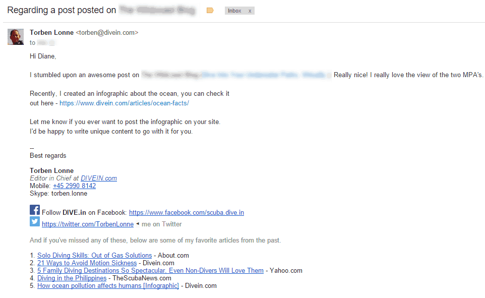 Linkbuilding outreach mail
