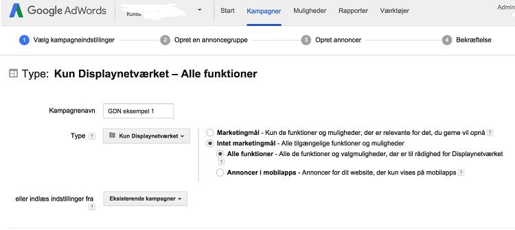 Start med at oprette google display annoncen