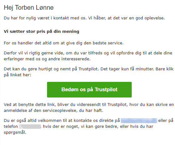 En standard review mail